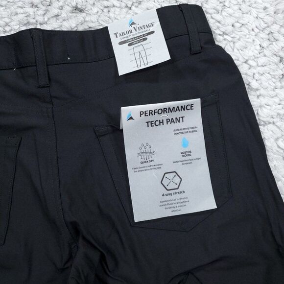 Tailor Vintage New Canaan Slim Fit Luxe Performance Tech Pants Size 32x30 Black - Picture 3 of 10